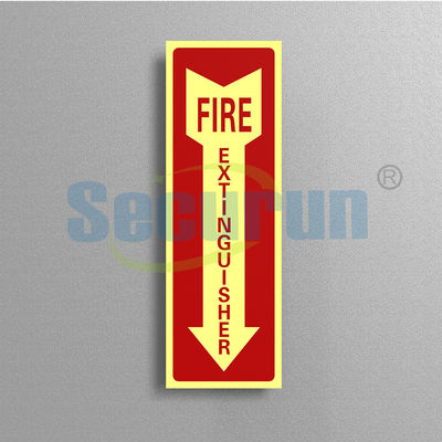 Rectangle Aluminum Safety Photoluminescent Fire Extinguisher Sign Glow In The Dark