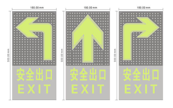 Rectangular Brushed Aluminum Exit Sign Glow In The Dark Building Evacuation Signage