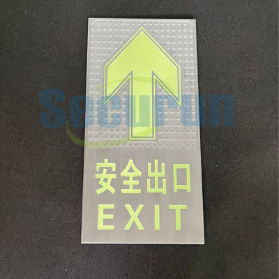 Rectangular Brushed Aluminum Exit Sign Glow In The Dark Building Evacuation Signage